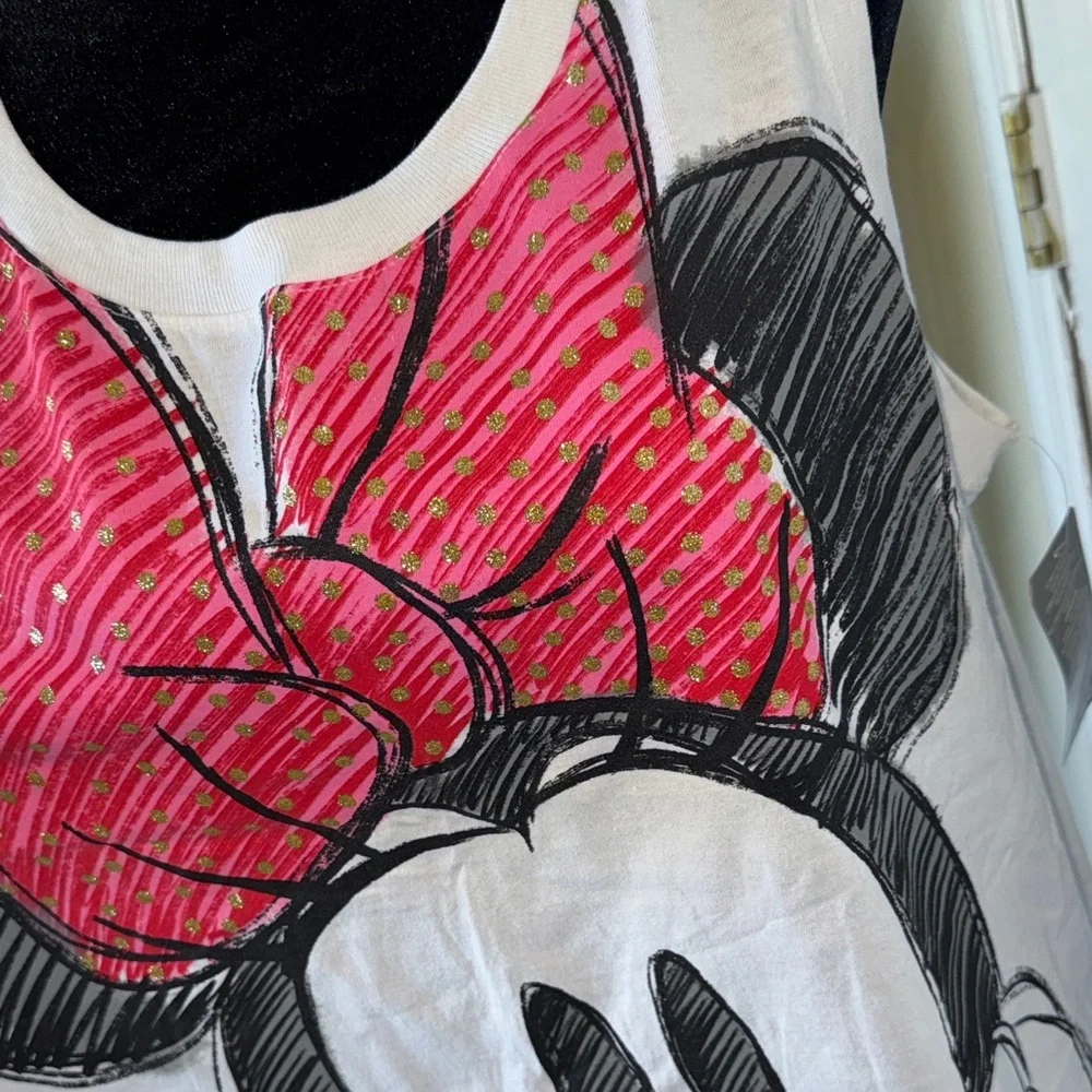 Disney White and Pink Minnie Mouse Muscle Tee - Picture 10 of 14